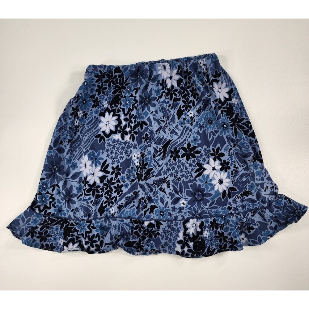 Vintage C. J. Banks Skirt Women's 18W Christopher & Banks Blue Floral On-Knee